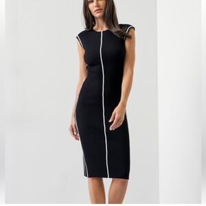 Black Sleeveless Knit Midi Dress